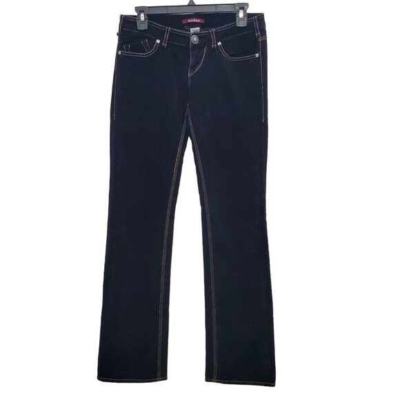 Guess Jeans Women's Y2K Black Stretch Velvet Low‎ Rise Bootcut Pants Size 27 - Picture 1 of 9